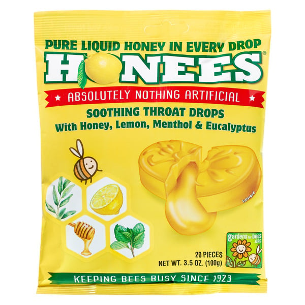 Cough & Cold Medicine Honees Honey Lemon Menthol Eucalyptus Drops hero