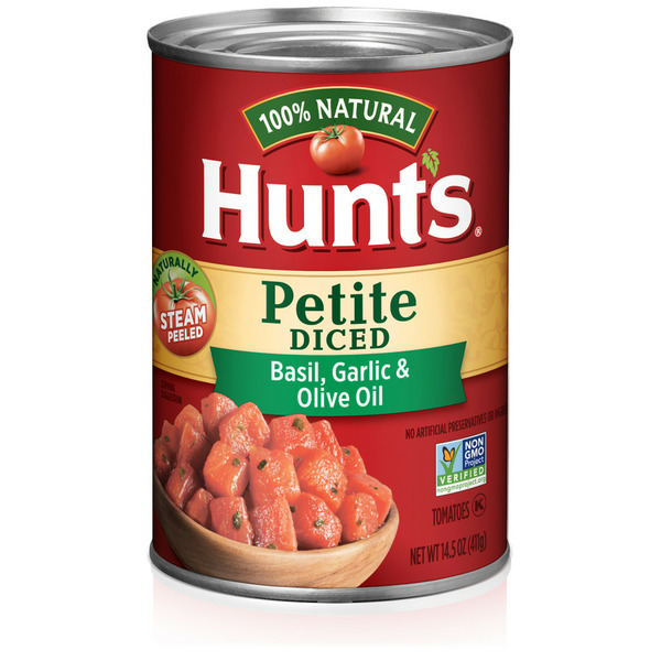 Canned & Jarred Vegetables Hunt's Petite Diced Tomatoes Garlic & Olive Oil hero