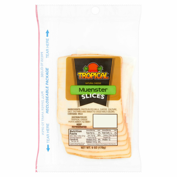 Packaged Cheese Tropical Muenster Shingle Sliced hero