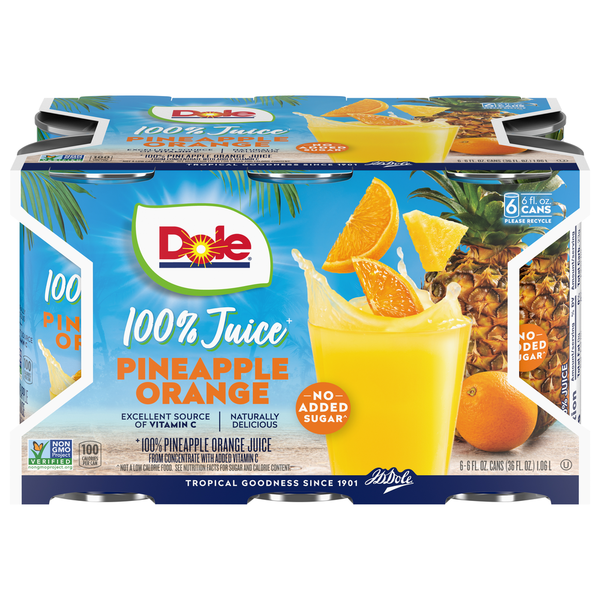 Multipack & Aseptic Juice Dole 100% Juice, Pineapple Orange hero