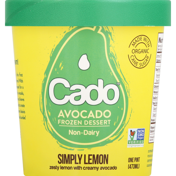 Ice Cream & Ice Cado Avocado Frozen Dessert, Non-Dairy, Simply Lemon hero