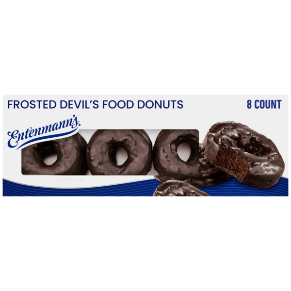 Breakfast Bakery Entenmann's 8 count, Frosted Devil's Food Donuts hero