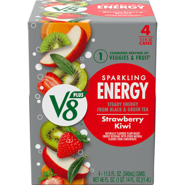 Juice & Nectars V8 Sparkling Strawberry Kiwi Juice Energy Drink hero