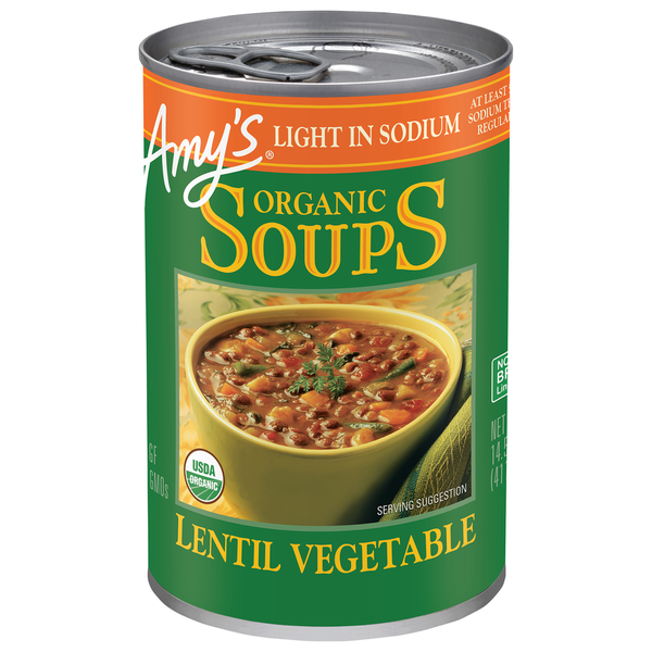 Soup, Broth & Bouillon Amy's Kitchen Light in Sodium Lentil Vegetable Soup hero