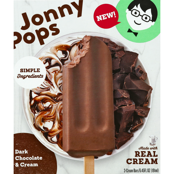 Ice Cream & Ice JonnyPops Cream Bars, Dark Chocolate & Cream hero