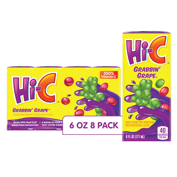 Cocoa & Drink Mixes Hi-C Grabbin Grape Cartons hero