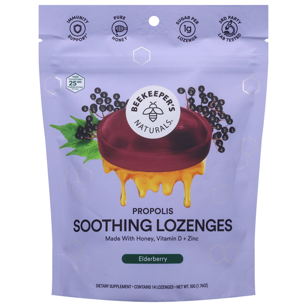 Dietary Supplements Beekeeper's Naturals Soothing Lozenges, Propolis, Elderberry hero