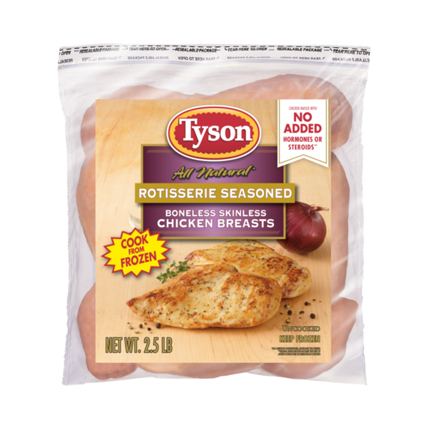 Frozen Meals Tyson Rotisserie Seasoned Chicken Breasts, 2.5 lb (Frozen) hero