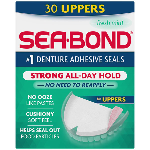 Oral Hygiene Sea-bond Denture Adhesive Seals, Uppers, Fresh Mint hero