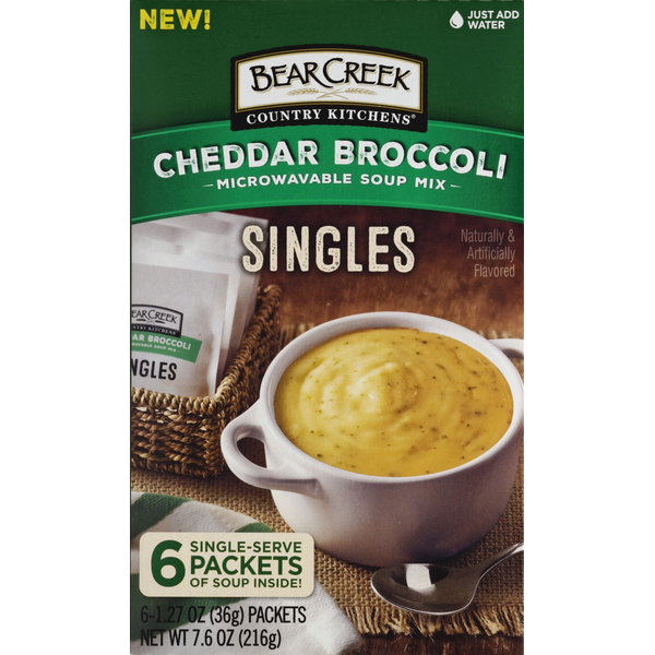 Instant Foods Bear Creek Country Kitchens Cheddar Broccoli Microwavable Soup Mix Singles hero