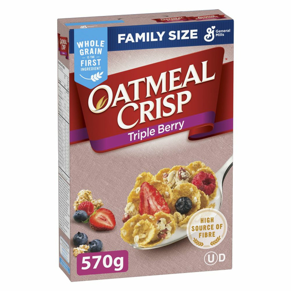 Cereal General Mills Oatmeal Crisp Breakfast Cereal, Triple Berry, Family Size, High Fibre hero