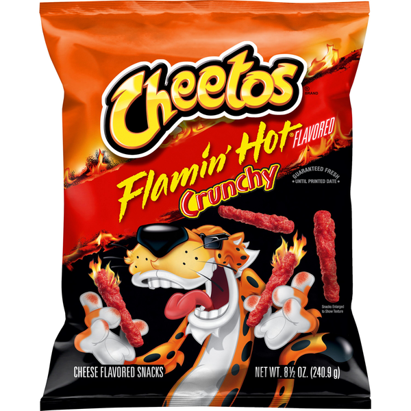 Chips & Pretzels Cheetos Crunchy Cheese Flavored Snacks, Flamin' Hot Flavored hero