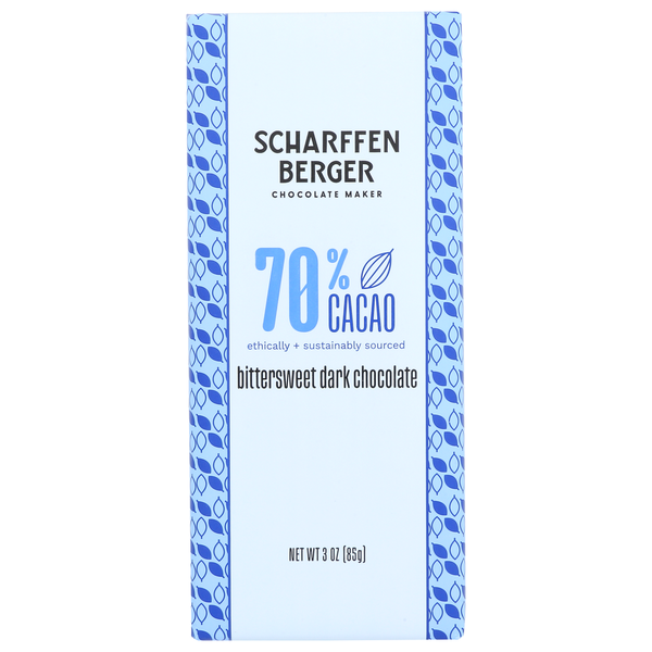 Candy & Chocolate Scharffen Berger 70% Cacao Bittersweet Dark Chocolate Bar, hero