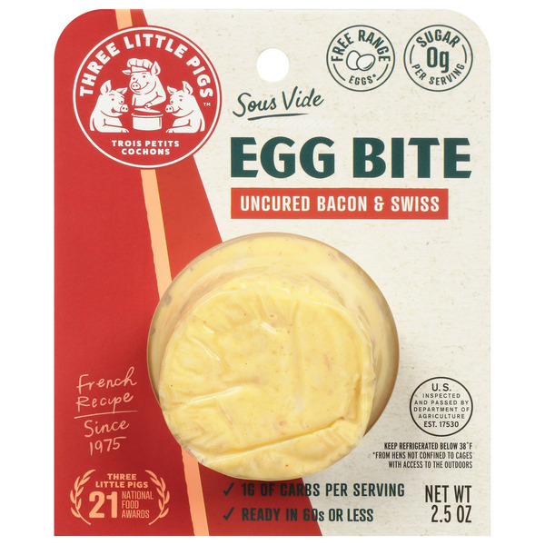 Prepared Meals Three Little Pigs Sous-Vide Bacon & Swiss Egg Bite, Single Pack hero