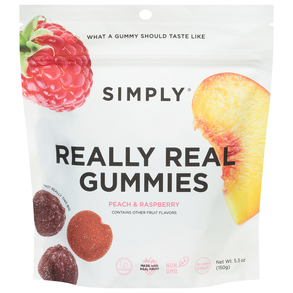 Candy & Chocolate Simply Gummies, Peach & Raspberry hero