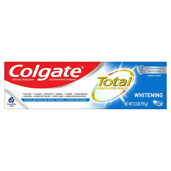 Oral Hygiene Colgate Total Whitening Toothpaste Gel with Fluoride, Multi-Protection hero