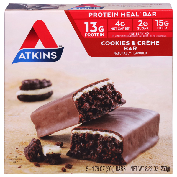 Breakfast Bars & Pastries Atkins Protein Meal Bars, Cookies & Creme hero