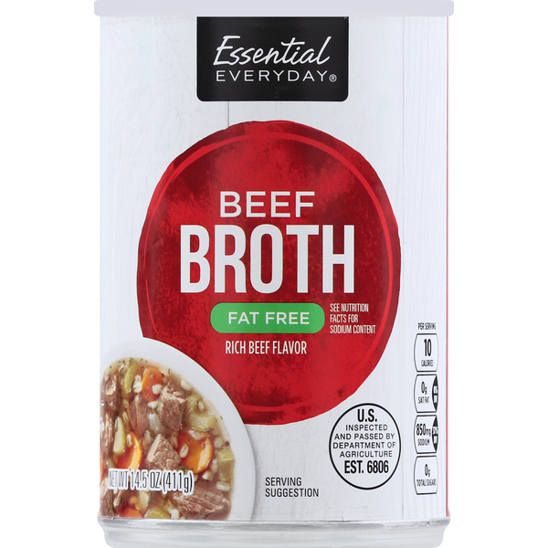 Soup, Broth & Bouillon Essential Everyday Broth, Fat Free, Beef hero