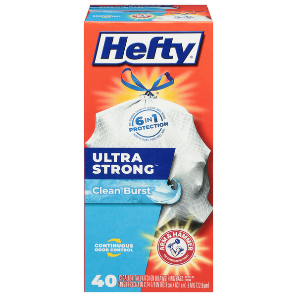 Trash Bags & Liners Hefty Tall Drawstring Clean Burst Kitchen Bags hero