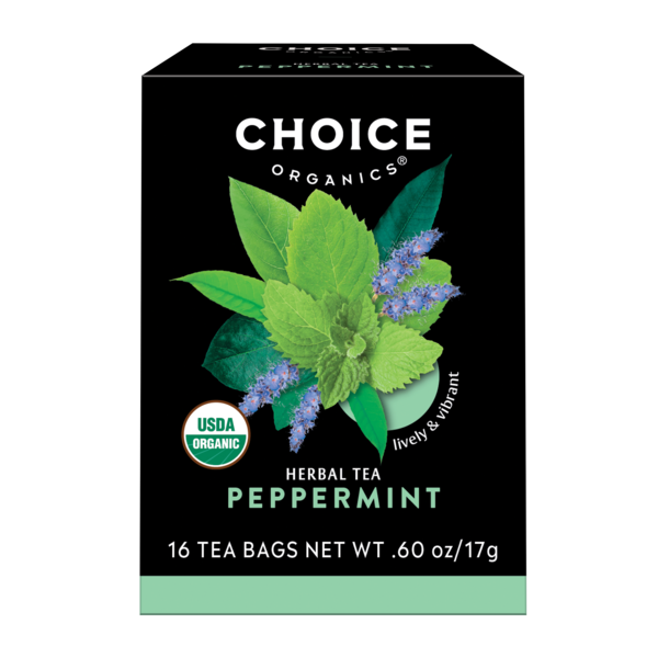 Tea Choice Organics Peppermint Herbal Tea, Soothing & Uplifting, Caffeine Free, Organic Tea Bags hero