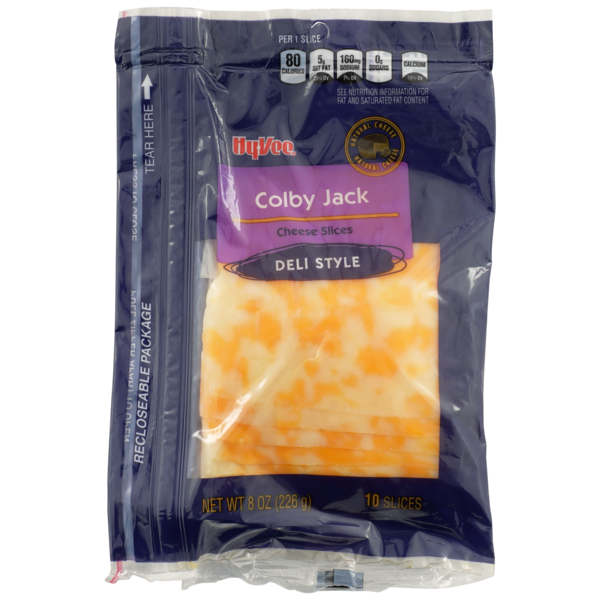 Packaged Cheese Hy-Vee Colby Jack Deli Style Cheese Slices hero