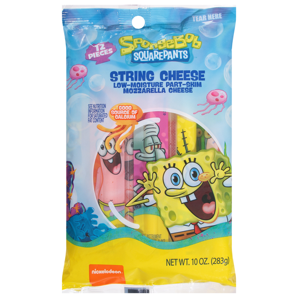 Packaged Cheese SpongeBob SquarePants String Cheese, Part-Skim, Mozzarella, Low Moisture hero