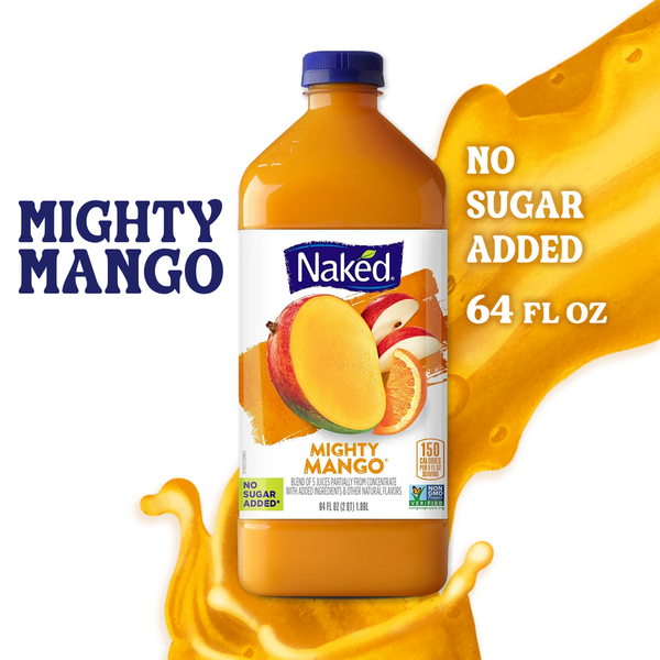 Refrigerated Naked Mighty Mango Flavored 100% Fruit Smoothie Blend, 64 fl oz Bottle hero