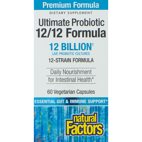 Probiotics & Digestion Natural Factors Ultimate Probiotic, 12/12 Formula, Vegetarian Capsules hero