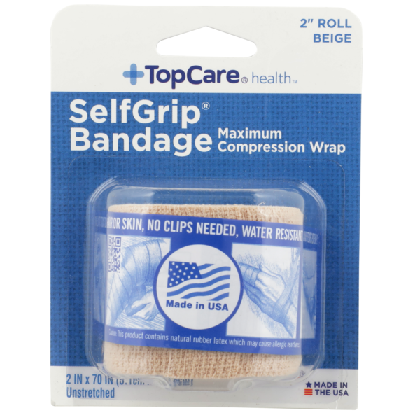 First Aid TopCare Selfgrip, Maximum Compression Wrap Bandage 2" Roll, Beige hero