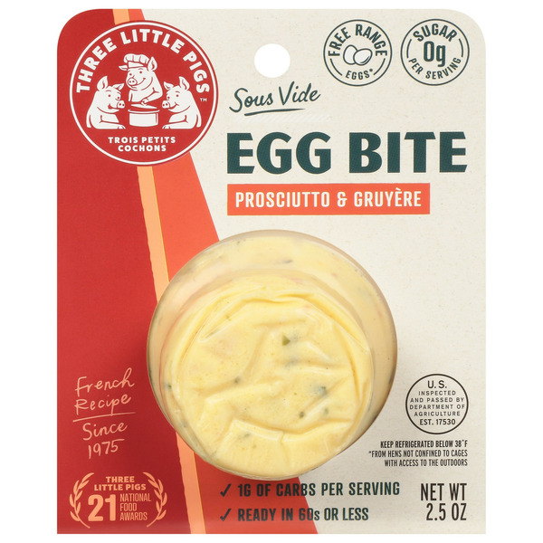 Eggs Three Little Pigs Sous-Vide Prosciutto & Gruyère Egg Bite, Single Pack hero