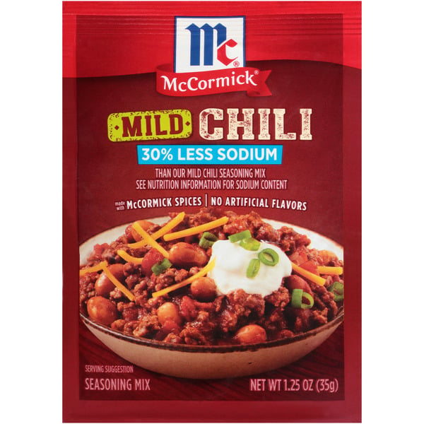 Spices & Seasonings McCormick® 30% Less Sodium Chili Mild Seasoning Mix hero