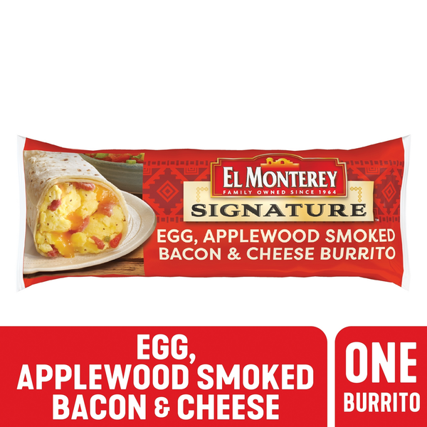 Frozen Breakfast El Monterey Egg, Applewood Smoked Bacon & Cheese Breakfast Burrito hero