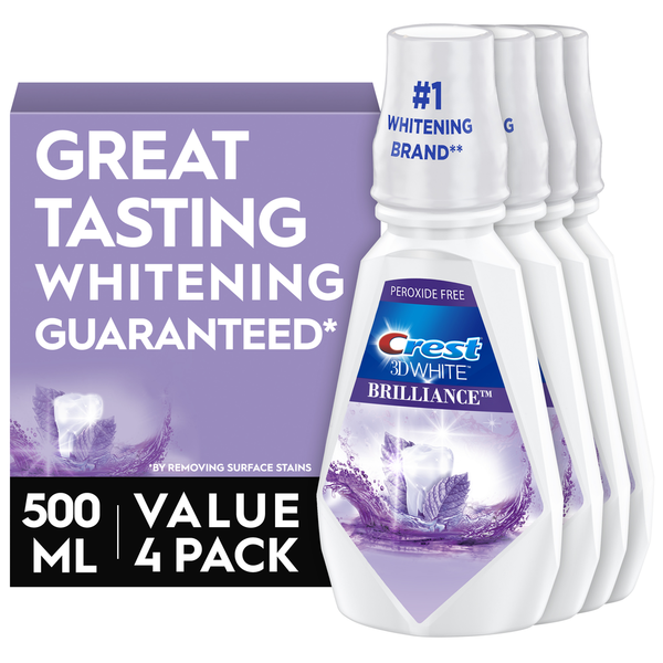 Crest 3D White Brilliance Alcohol Free Whitening Mouthwash, Clean Mint hero