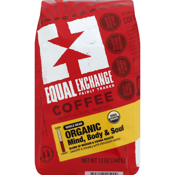 Coffee Equal Exchange Coffee, Organic, Whole Bean, Mind Body & Soul hero