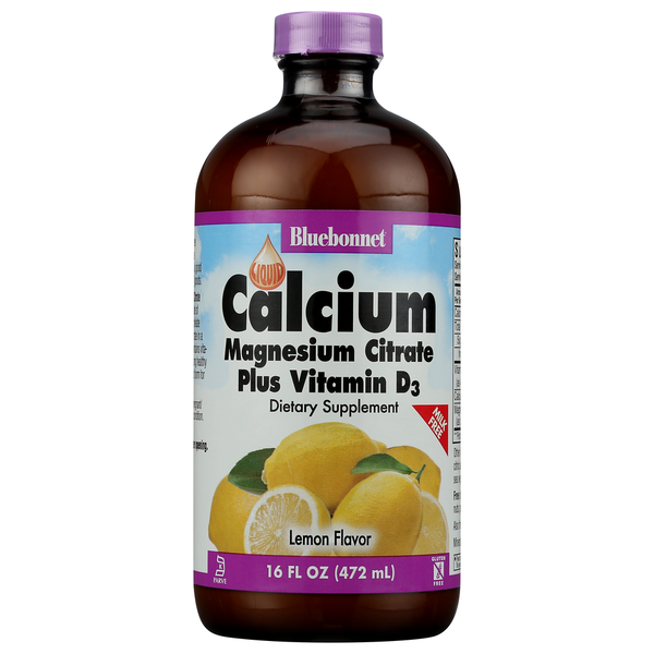 Vitamins & Minerals Bluebonnet Liquid Calcium Magnesium Citrate Plus Vitamin D3 Lemon hero