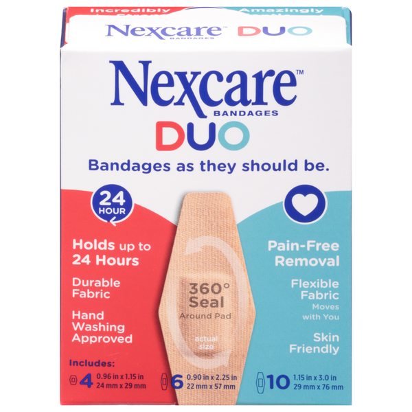 First Aid Nexcare Bandages, Duo, Assorted hero