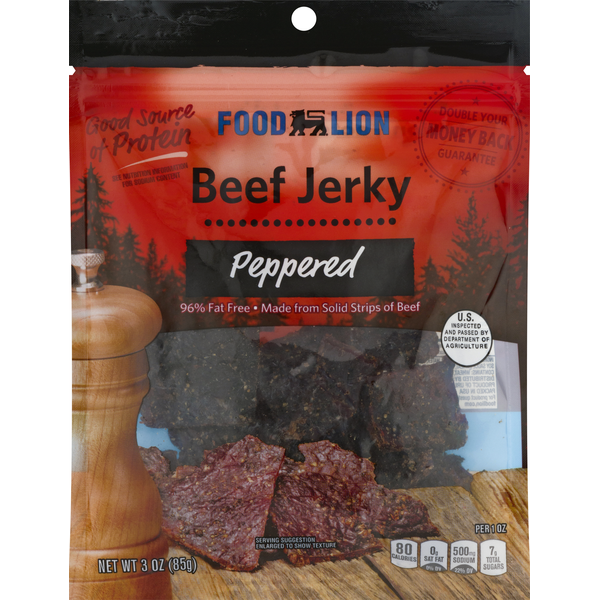 Popcorn & Jerky Food Lion Beef Jerky, Peppered hero