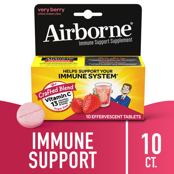 Vitamins & Supplements Airborne Very Berry Effervescent Tablets - 1000mg Vitamin C - Immune Support Supplement hero