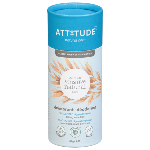 Deodorants ATTITUDE Deodorant, Oatmeal, Unscented hero