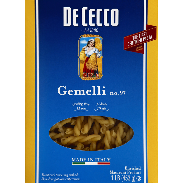 Dry Pasta De Cecco Gemelli, No. 97 hero