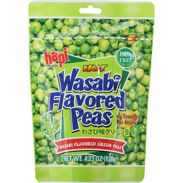 Hapi Snacks Peas, Wasabi Flavored, Hot hero