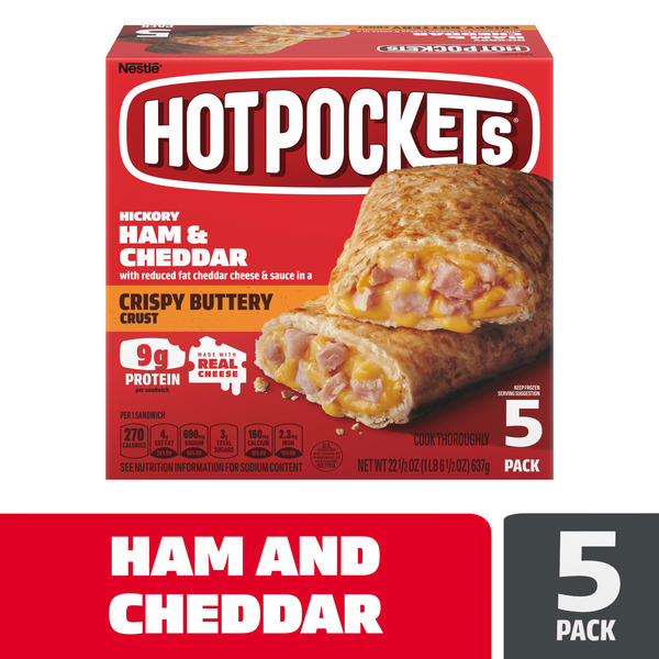 Frozen Foods Hot Pockets Ham & Cheddar Frozen Sandwiches hero