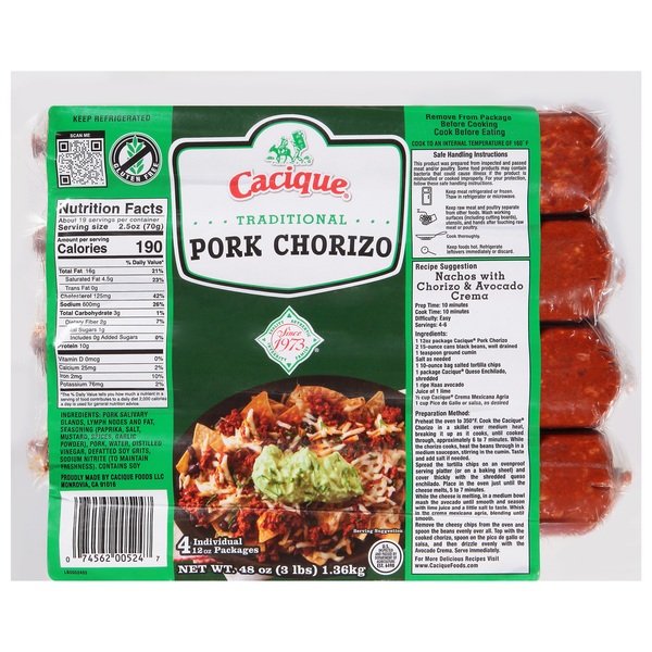 Cacique Pork Chorizo, Traditional hero