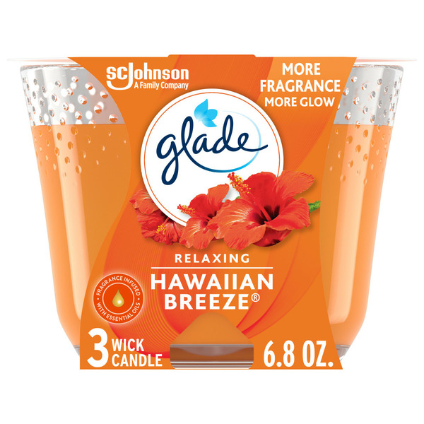 Glade® 3-Wick Candle, Hawaiian Breeze, Fragrance Infused with Essential Oils hero