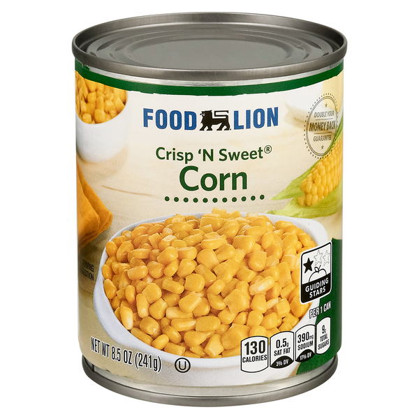 Canned & Jarred Vegetables Food Lion Corn, Crisp 'N Sweet, Can hero