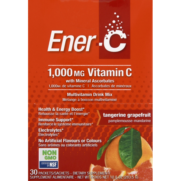 Dietary Supplements Ener-C Vitamin C, 1000 mg, Packets, Tangerine Grapefruit hero