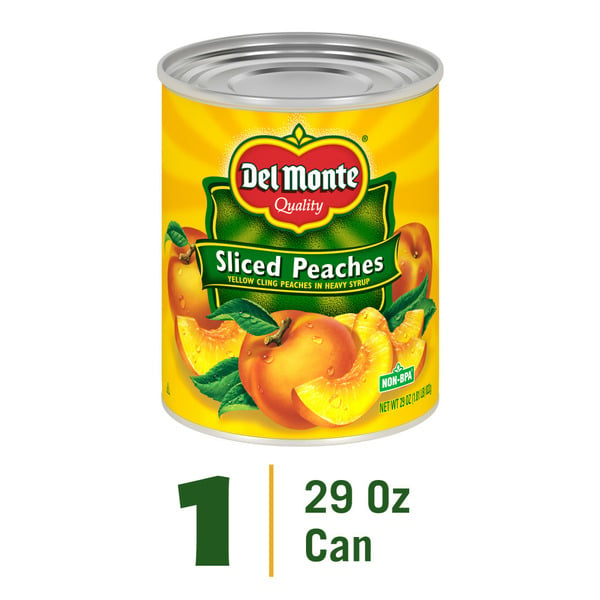 Canned/Jarred Fruits Del Monte Yellow Cling Sliced Peaches in Heavy Syrup, Canned Fruit hero