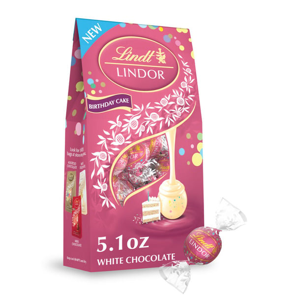 Lindt Lindor Birthday Cake White Chocolate Candy Truffles hero