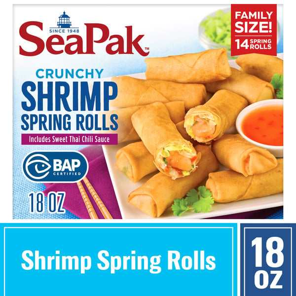 Frozen Seafood SeaPak Shrimp Spring Rolls with Sweet Chili Sauce, Easy to Bake, Frozen hero