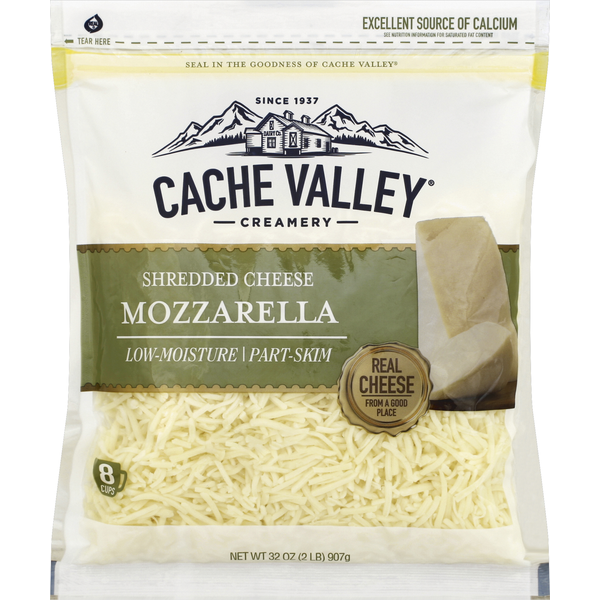 Specialty Cheeses Cache Valley Shredded Cheese, Part-Skim, Mozzarella, Low-Moisture hero